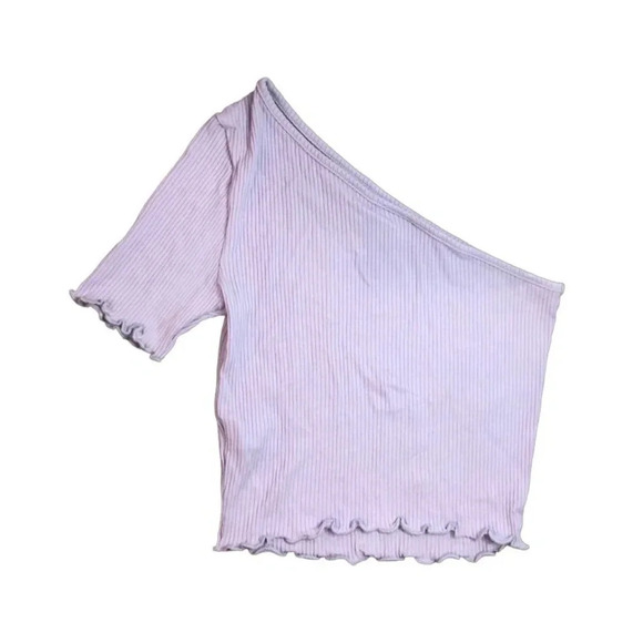 ASOS Design Off the Shoulder Lettuce Edge Top | Lilac | Size 02 - Picture 1 of 5